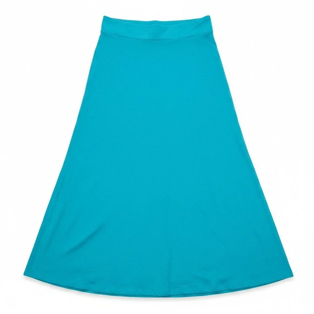 Dress barn Maxi Skirt Large Turquoise Aqua Pull on Stretch A-Line NWT Women's
